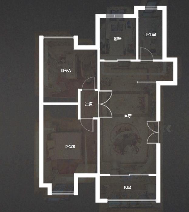 景华城 2室2厅1卫 98.35m&sup2;