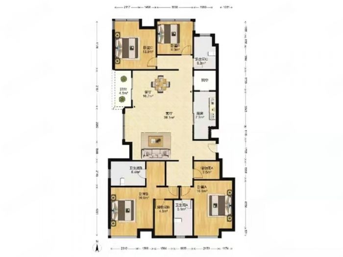 万科城市之光 4室2厅2卫 166m&sup2;