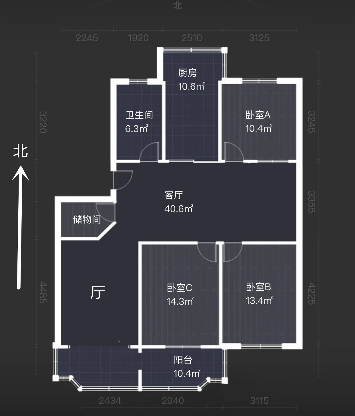 阳光花园 3室2厅1卫 131m&sup2;