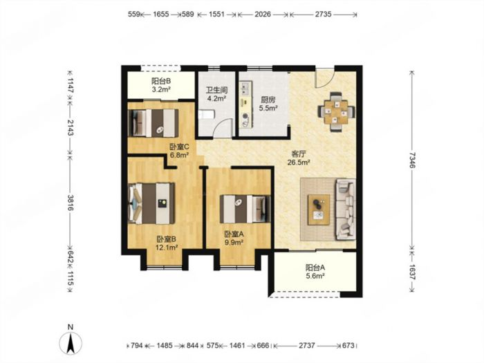 华润悦锦湾 1室厅卫 94m&sup2;