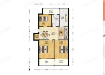 锦绣花园 3室2厅1卫 120m&sup2;