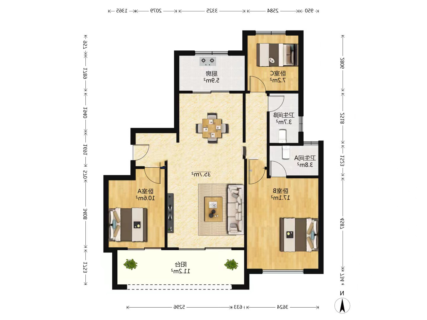 中海翠湖溪岸 3室2厅2卫 125m&sup2;