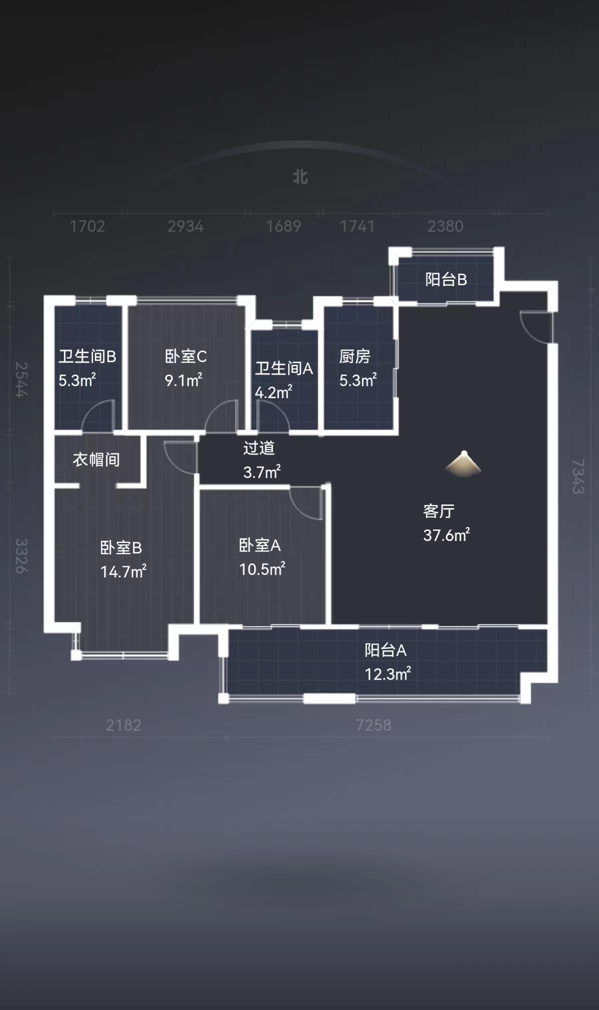 云樾东方 3室2厅2卫 135m&sup2;