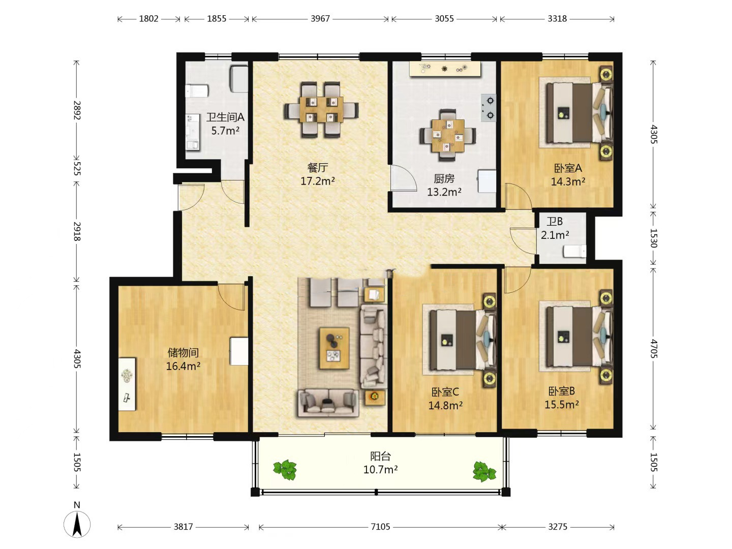 金鑫苑 4室2厅2卫 177.11m&sup2;