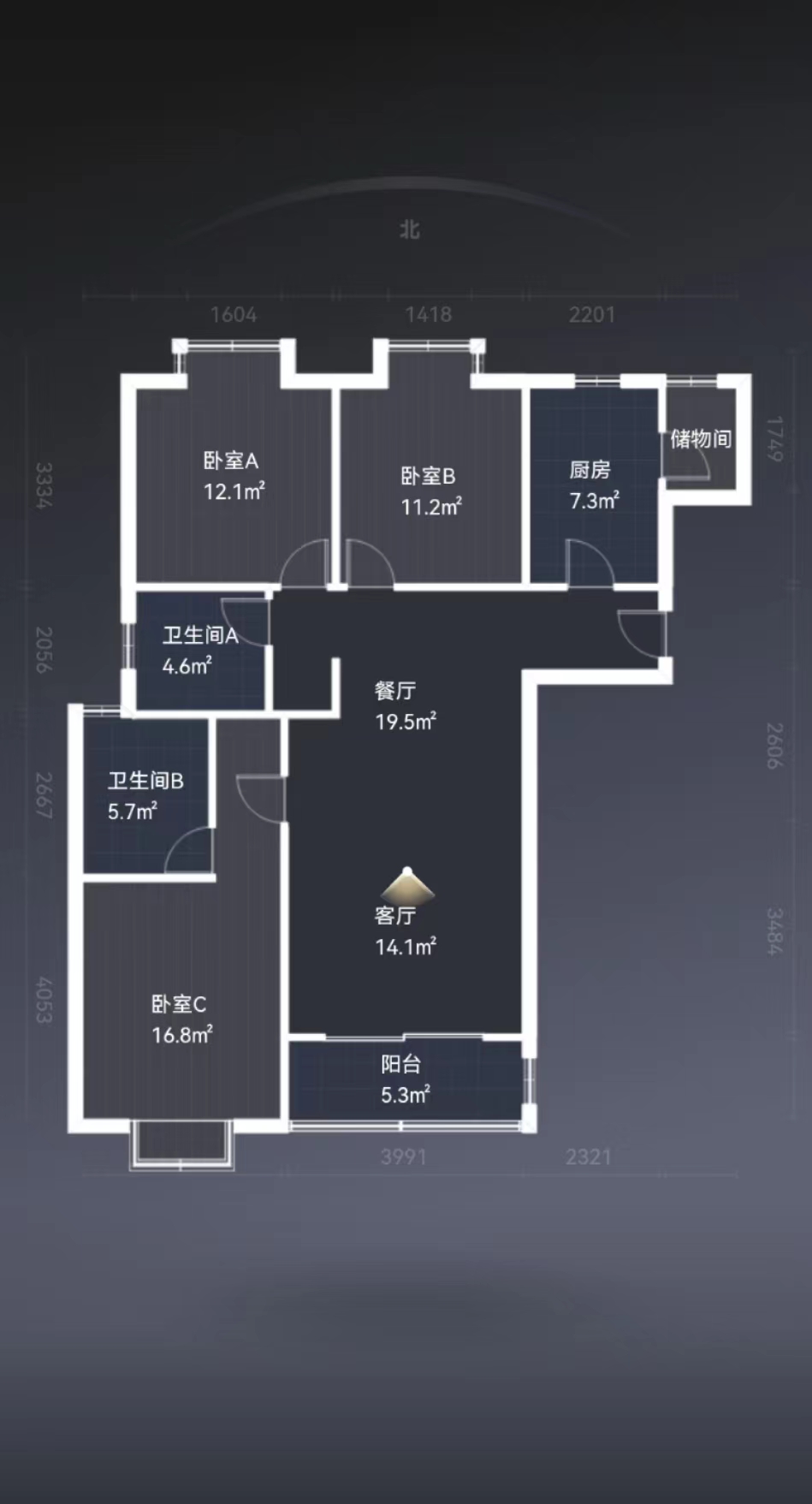 润华国际中心 3室2厅2卫 137.00m&sup2;
