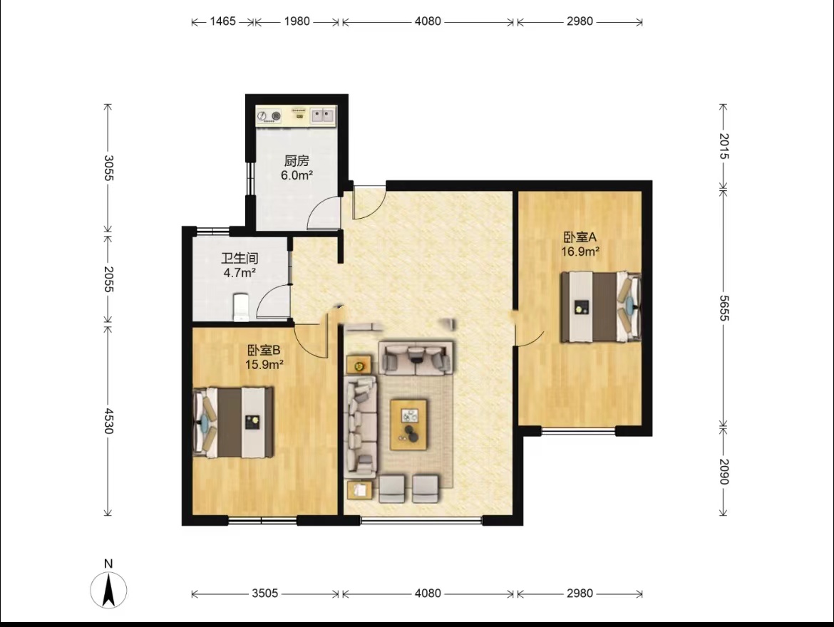 紫东南苑北区 2室1厅1卫 100m&sup2;