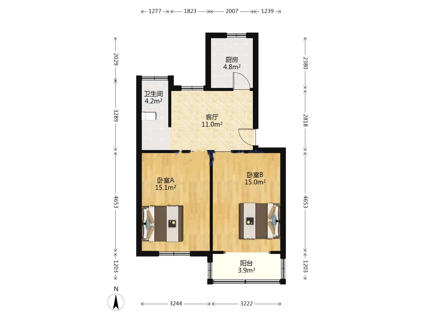 虹桥新村(朝霞路) 2室1厅1卫 66.7m&sup2;