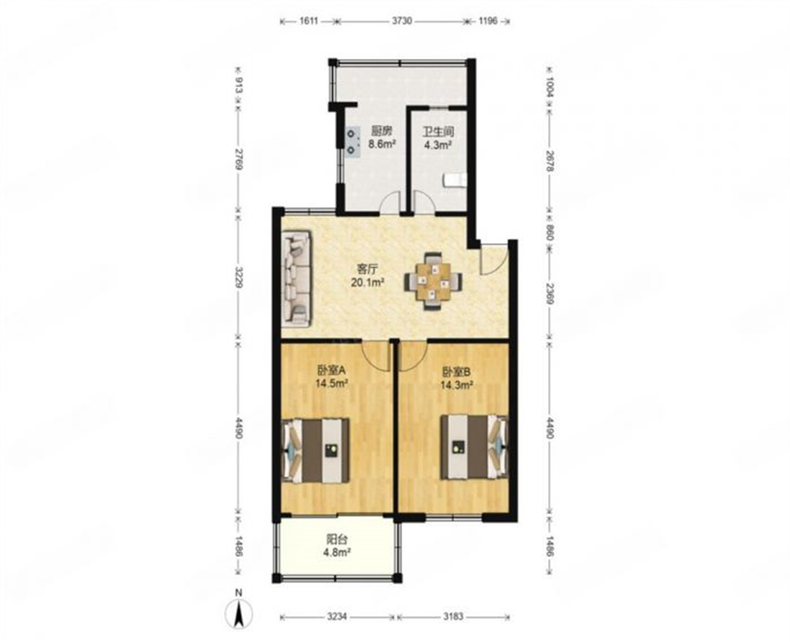北濠桥东村 2室1厅1卫 83m&sup2;