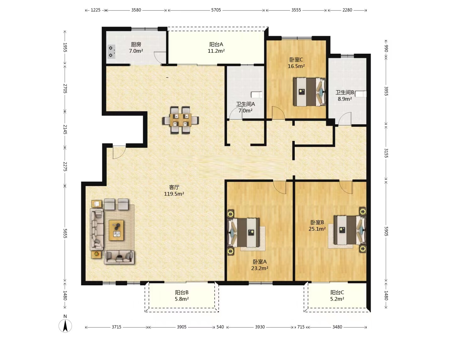 南通壹城水清木华 4室2厅2卫 239.00m&sup2;