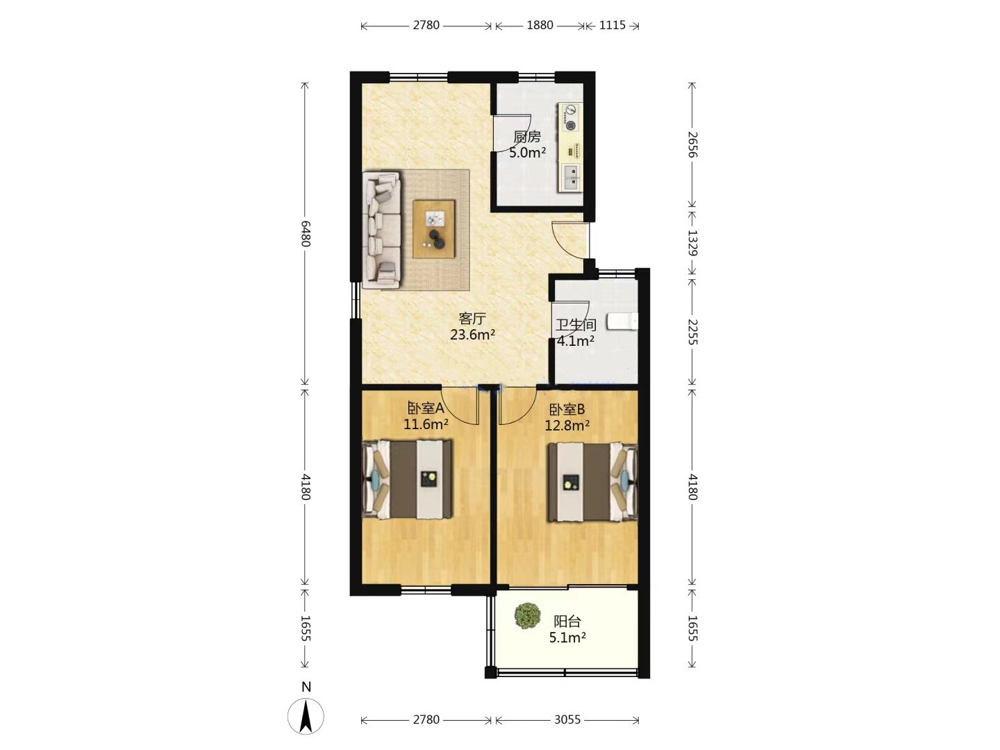 恒基花苑 3室2厅1卫 125m&sup2;