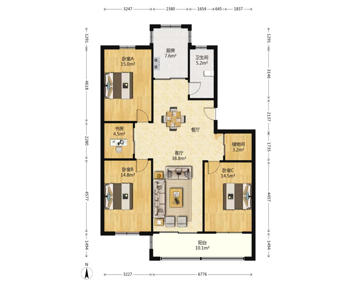 新港花苑西区 5室1厅2卫 129.00m&sup2;