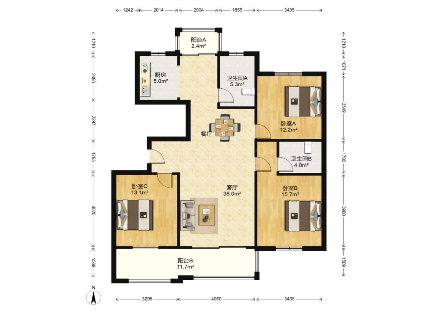 红星嘉苑 3室2厅2卫 139m&sup2;