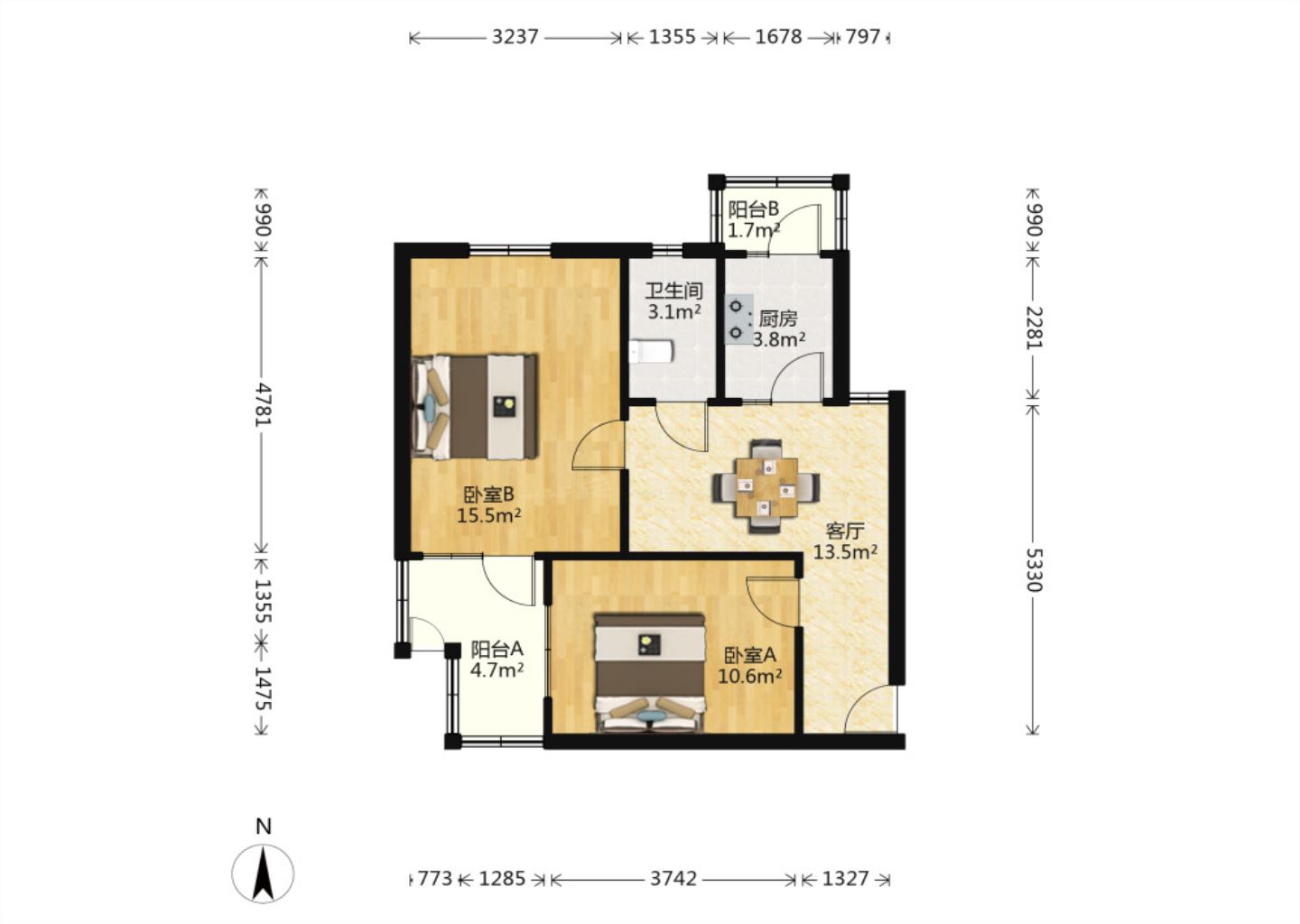 城南新村(崇川区) 2室1厅1卫 88m&sup2;