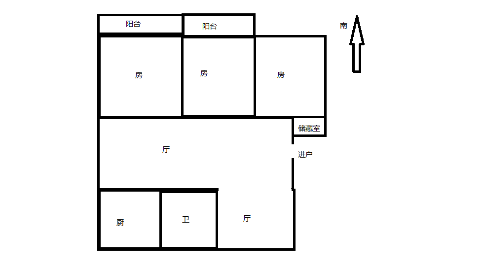鑫乾花园 3室2厅1卫 128m&sup2;