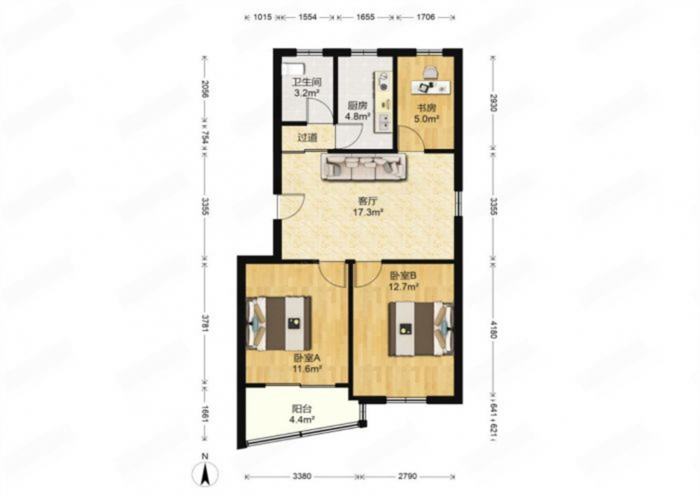城南新村(崇川区) 3室2厅1卫 96m&sup2;
