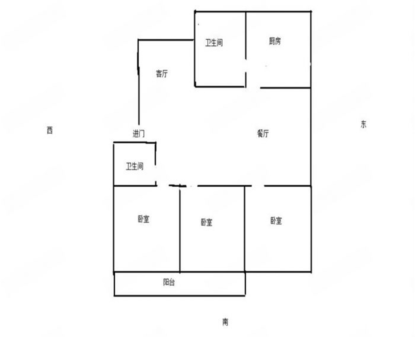 濠西园 4室2厅1卫 79.38m&sup2;