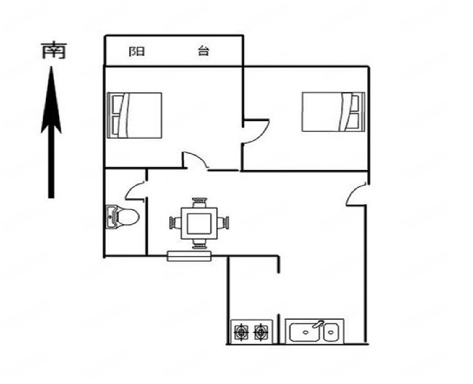 白家园 2室1厅1卫 54.71m&sup2;