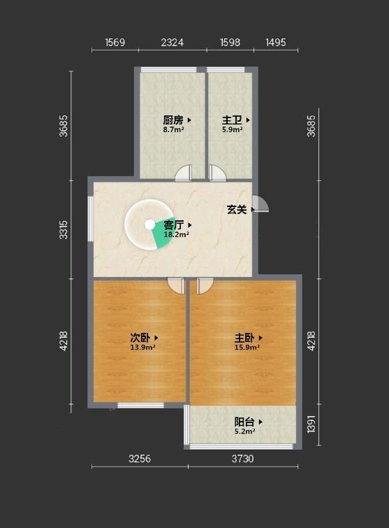 万象北园 2室1厅1卫 70m&sup2;