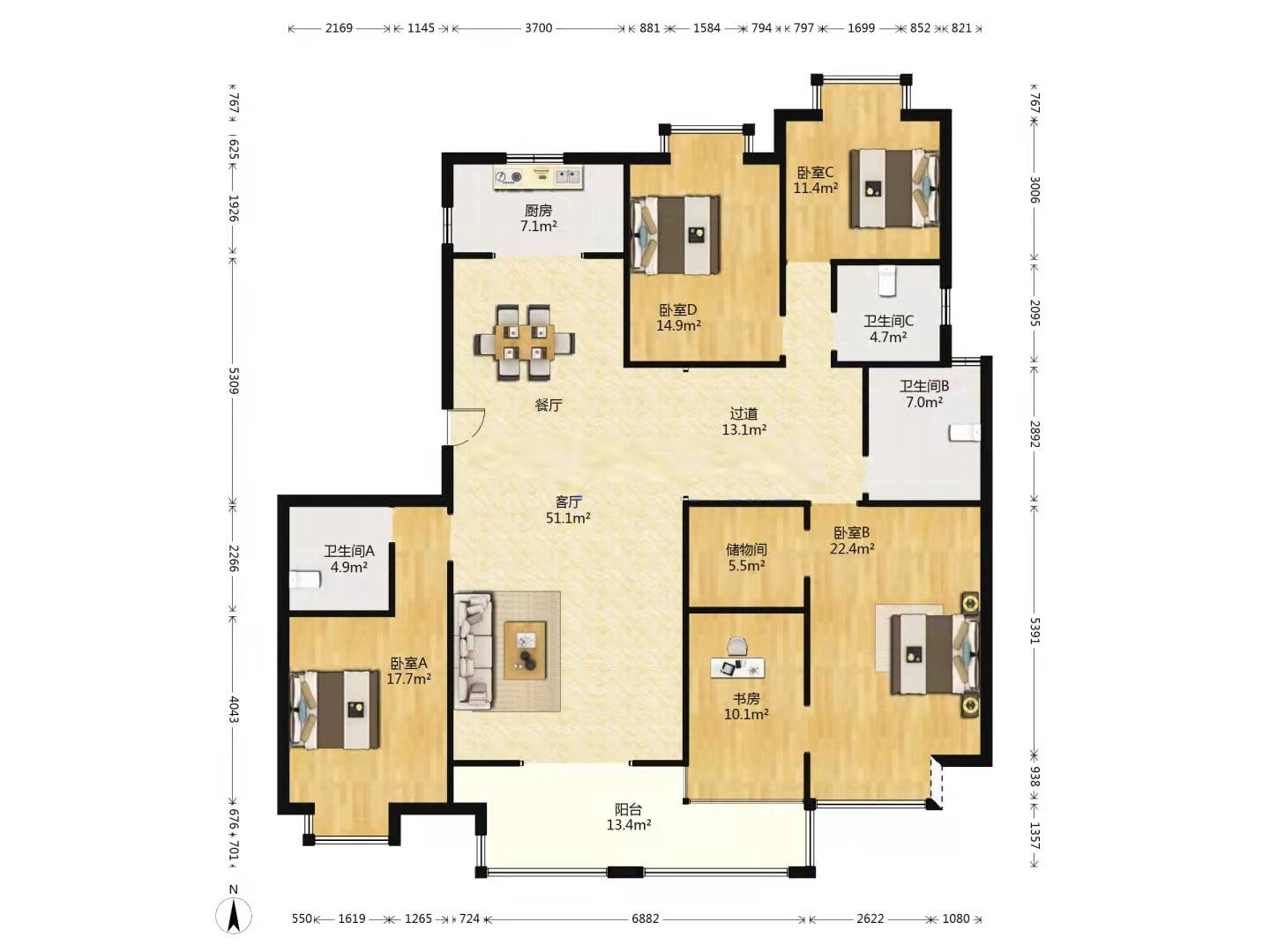 山景水岸 4室2厅2卫 225m&sup2;