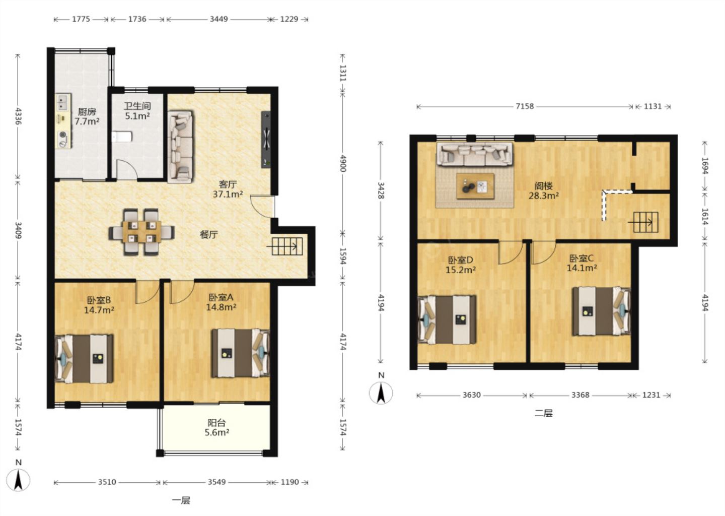 春天花园 3室2厅1卫 98m&sup2;