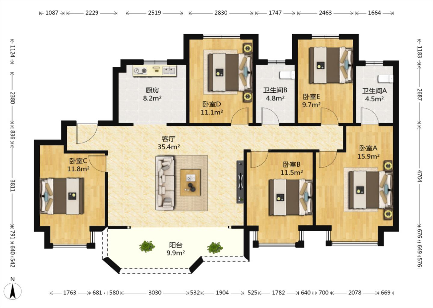 佳期漫 5室2厅2卫 143.00m&sup2;