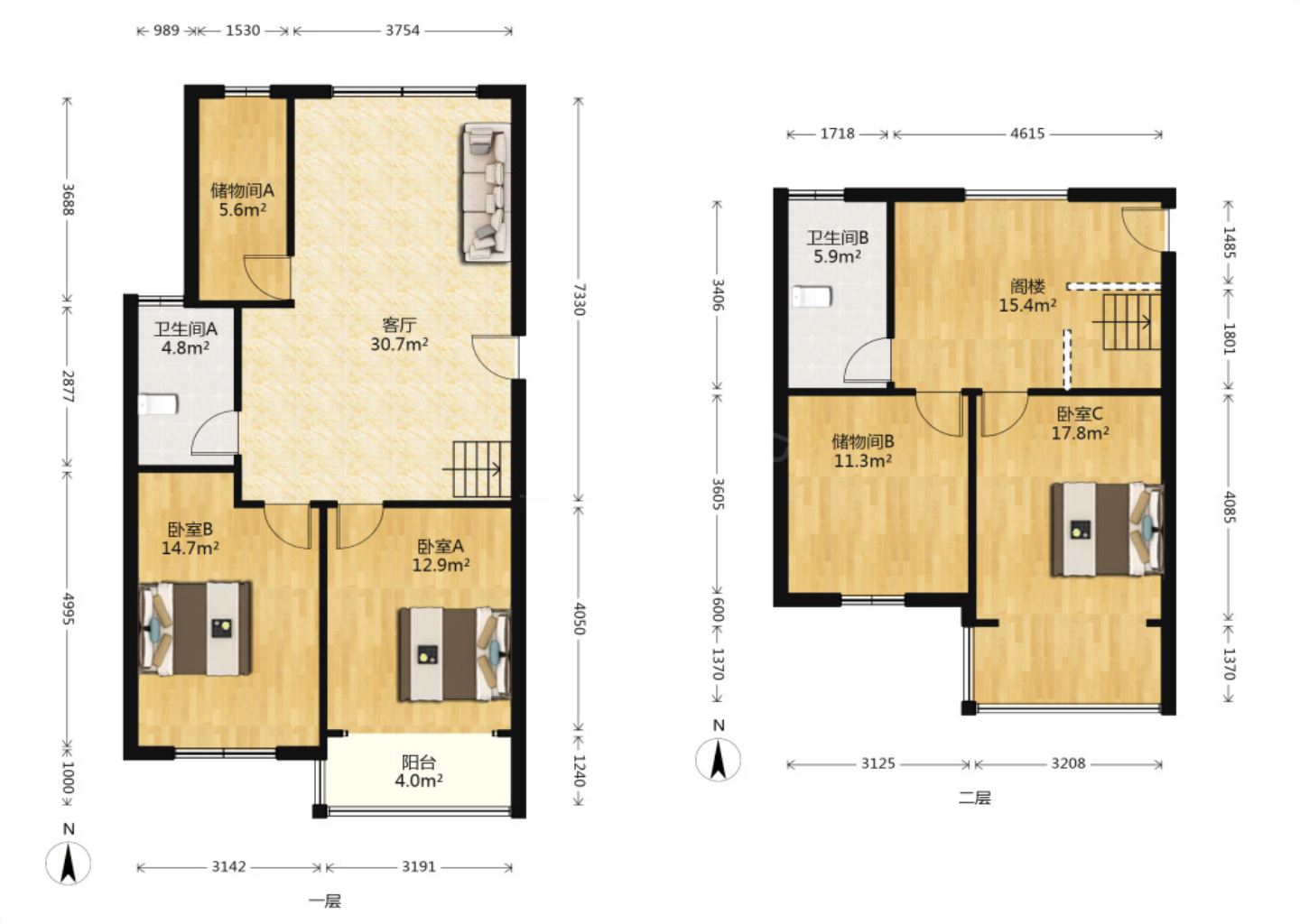 锦安花园 3室2厅2卫 93.58m&sup2;