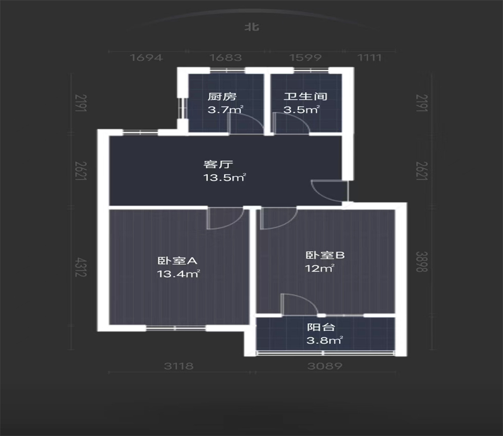 学田苑 2室1厅1卫 79m&sup2;