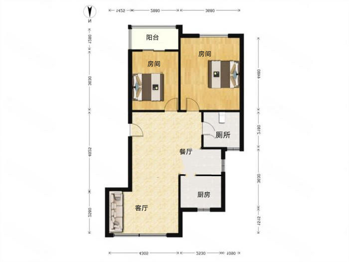 博园岚郡 2室2厅1卫 93.31m&sup2;