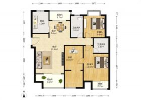 恒盛豪庭 3室2厅1卫 131m&sup2;