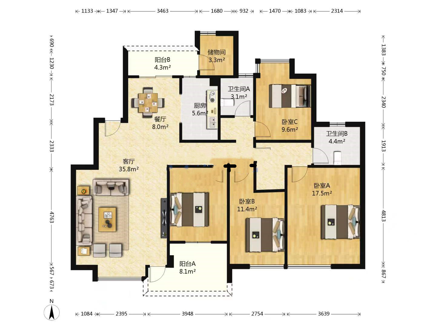 军山汇贤居 4室2厅2卫 160m&sup2;
