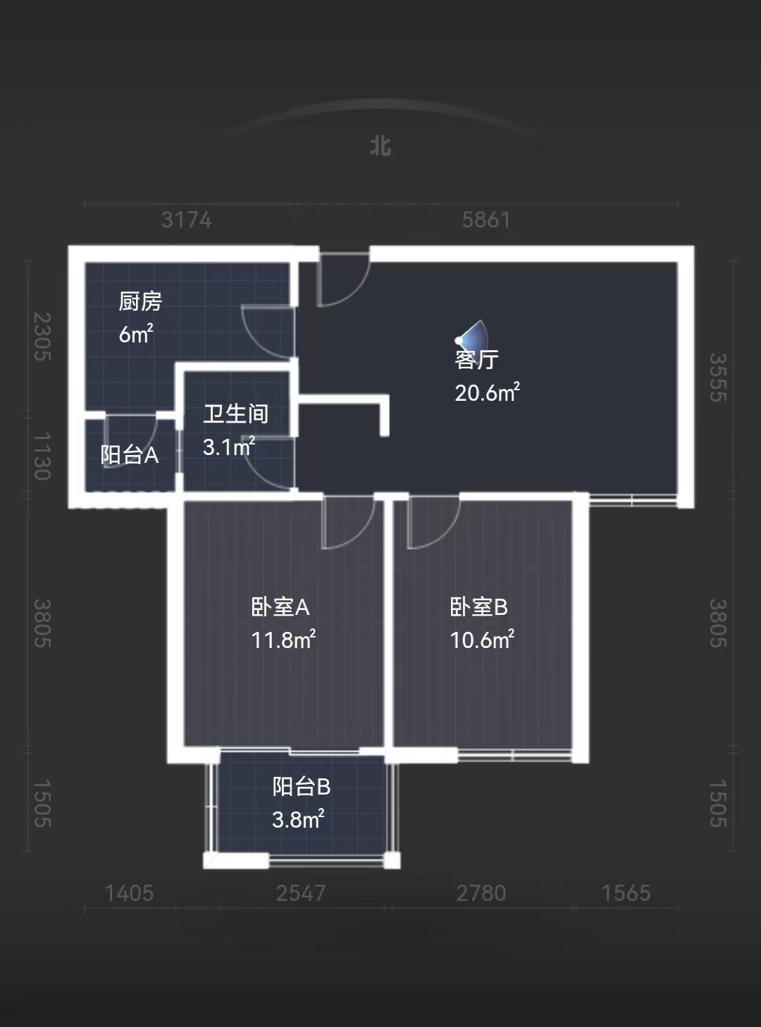 炜赋花苑 2室2厅1卫 78.00m&sup2;