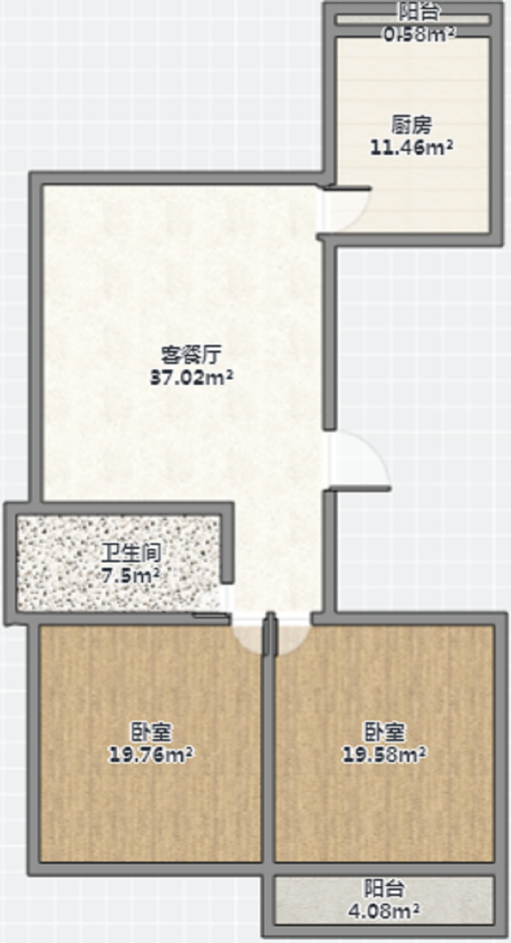临江家园 2室2厅1卫 101.00m&sup2;