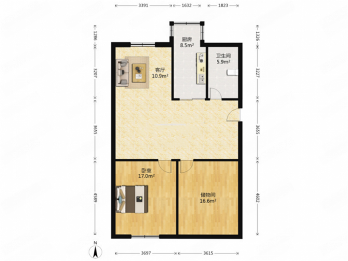 和谐汇景新苑 3室2厅1卫 125m&sup2;