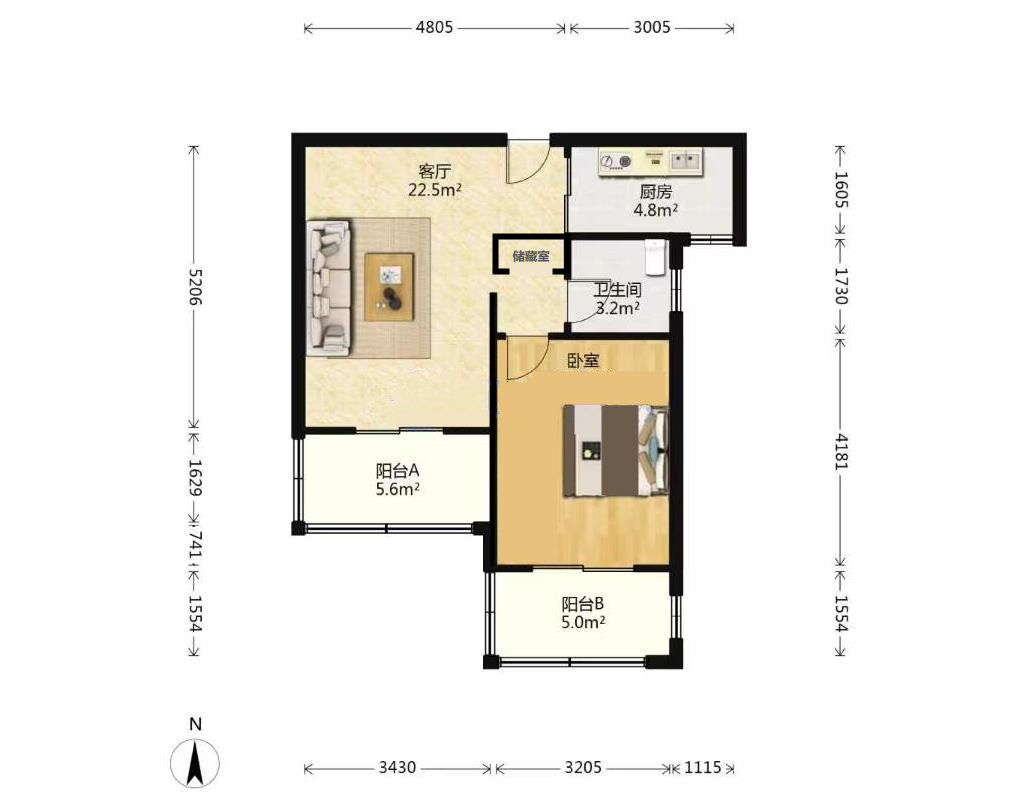 城北家园 2室1厅1卫 70.43m&sup2;
