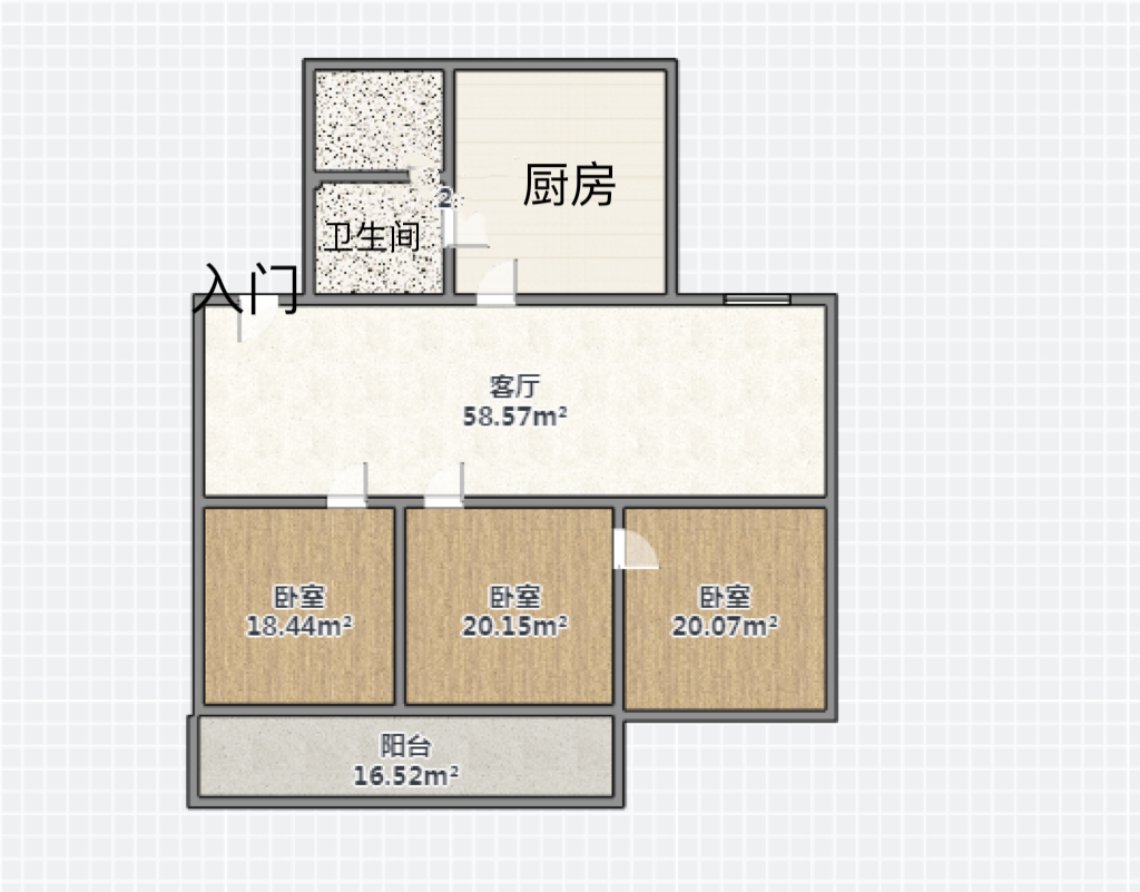 森大蒂花苑北区 3室2厅1卫 105.32m&sup2;