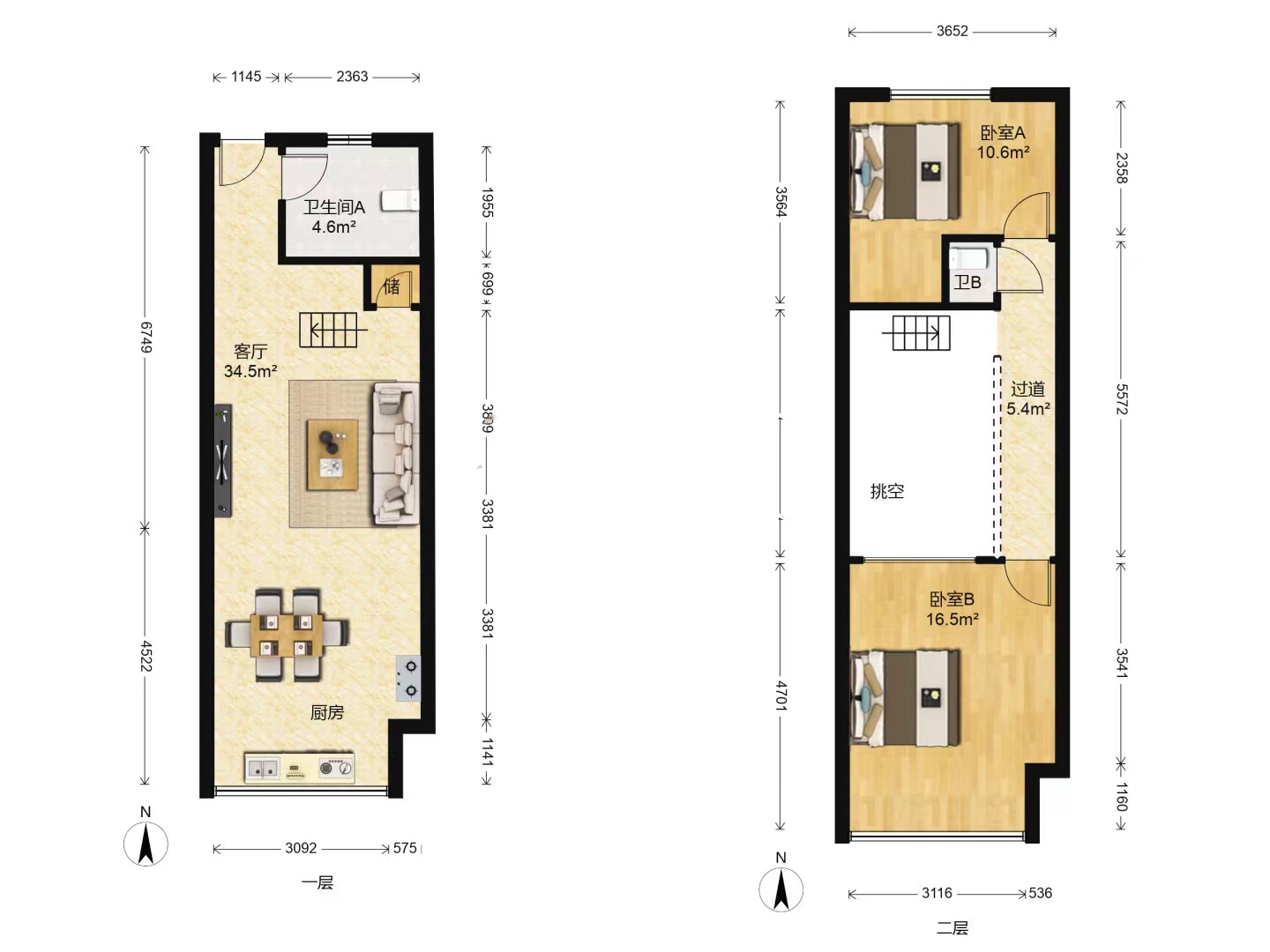 百花大厦 2室1厅1卫 57.00m&sup2;