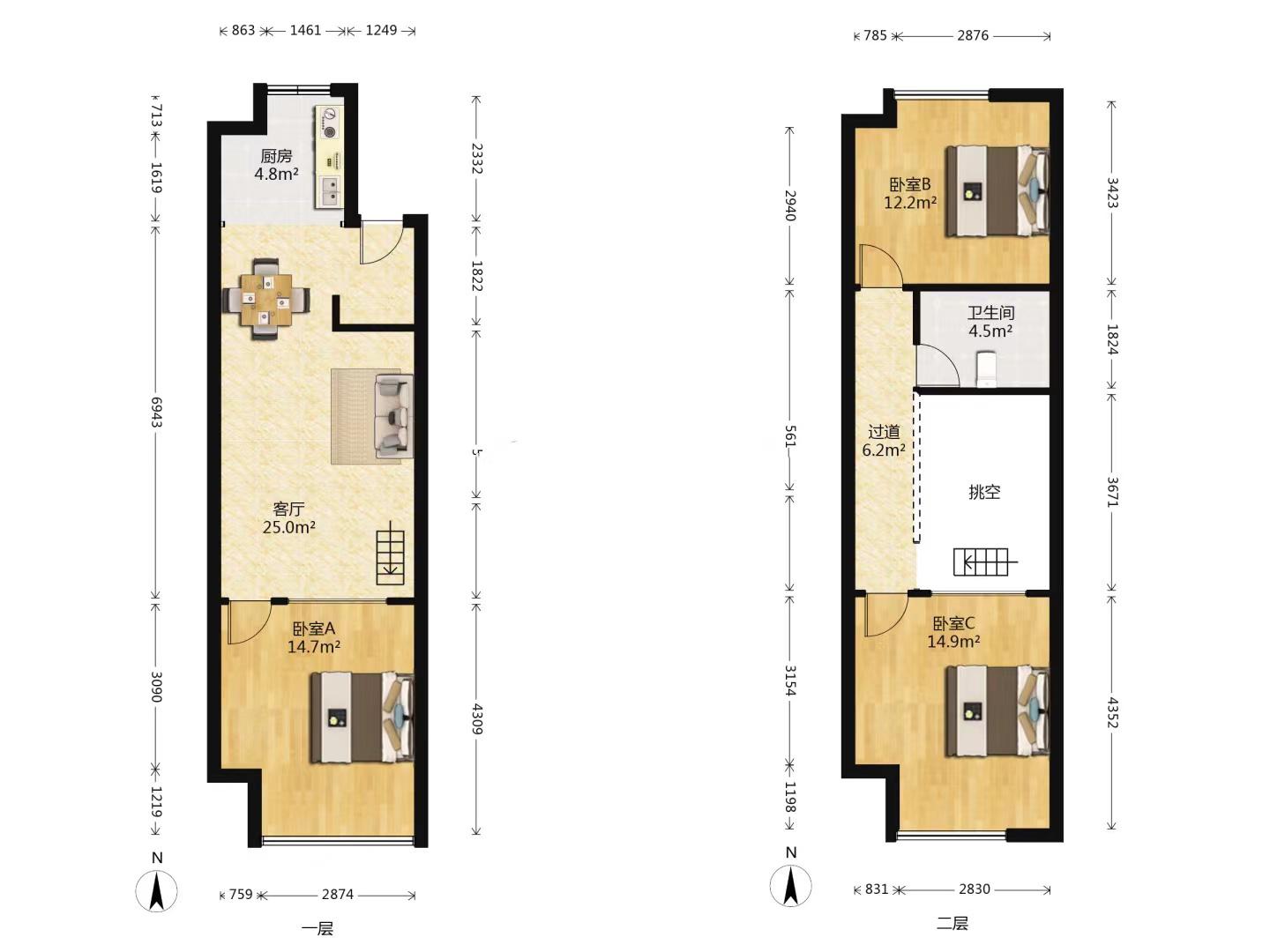 百花大厦 3室2厅2卫 58m&sup2;