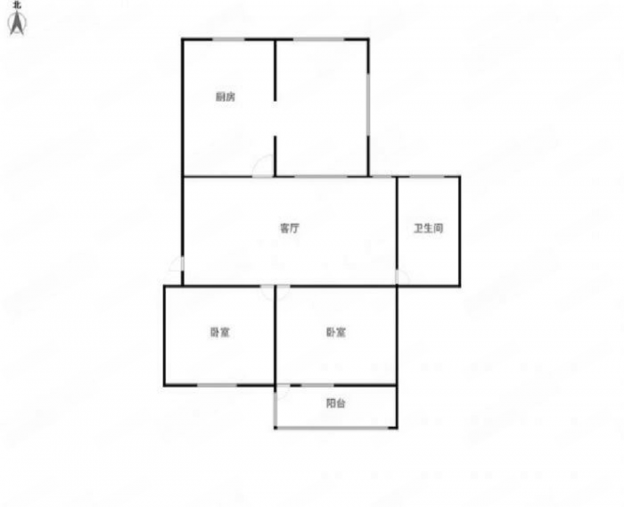 白家园 2室1厅1卫 63.8m&sup2;