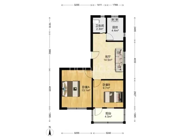 城港新村 1室1厅1卫 49.00m&sup2;