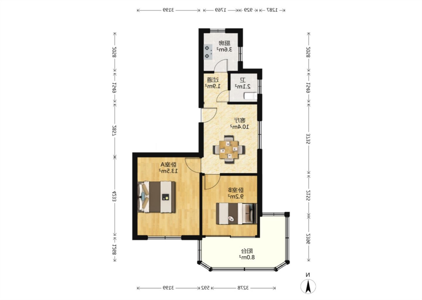 段家坝小园 2室1厅1卫 75.5m&sup2;