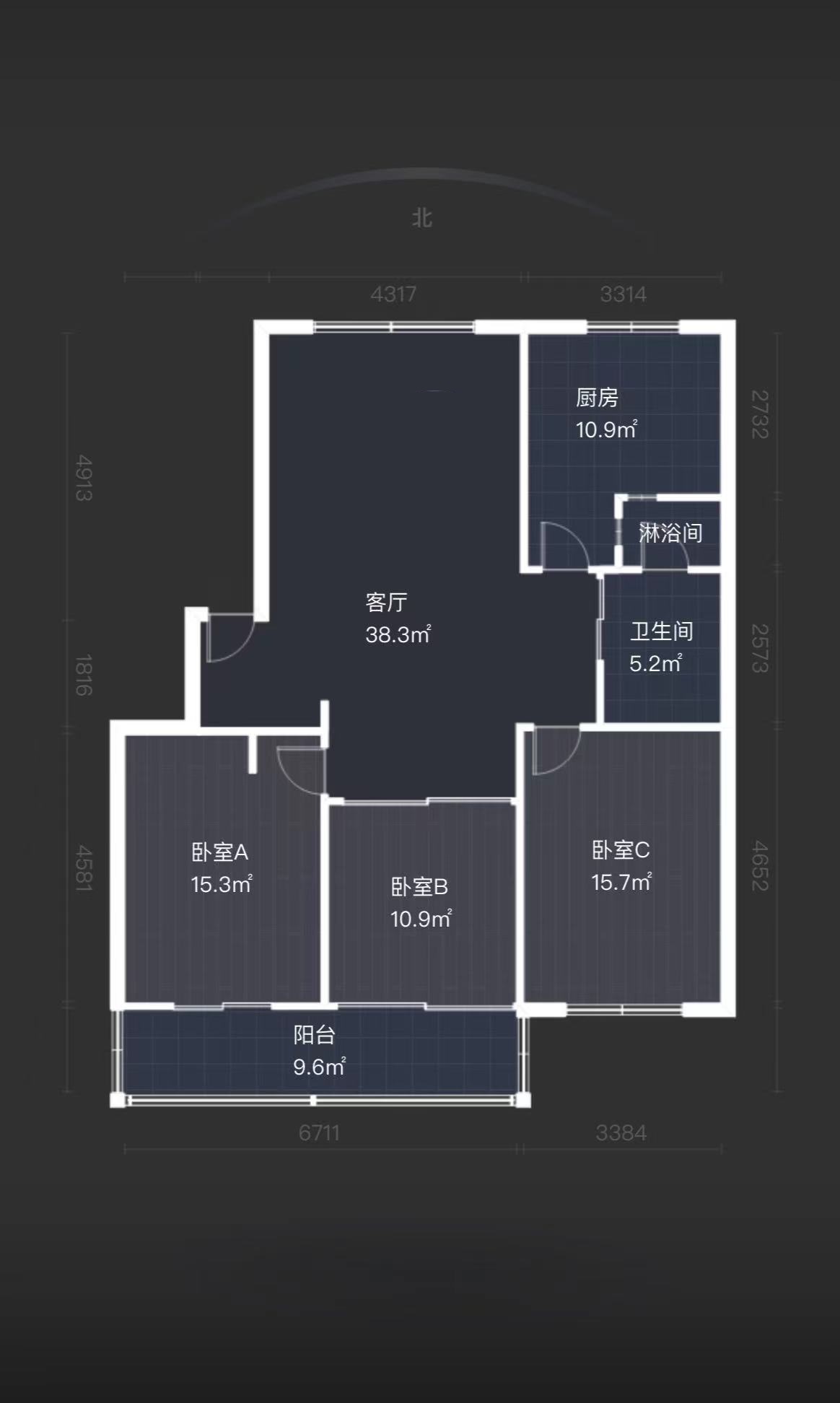 三喜花苑 3室2厅1卫 124.46m&sup2;