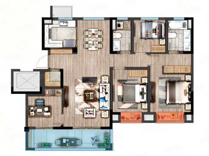 龙湖天宸源著 4室2厅2卫 140m&sup2;