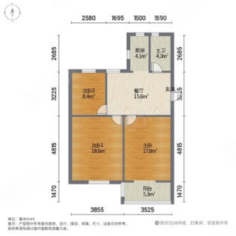 学田苑 2室2厅1卫 64.40m&sup2;