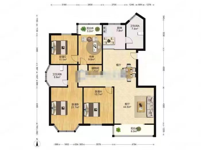 兆丰嘉园 3室2厅2卫 140m&sup2;