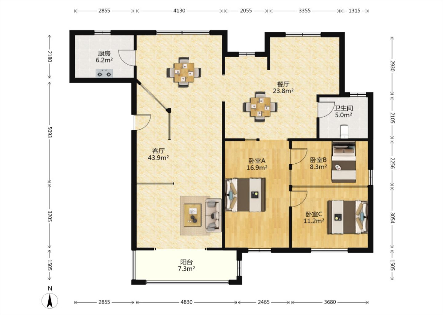 玖珑城 3室2厅2卫 163m²