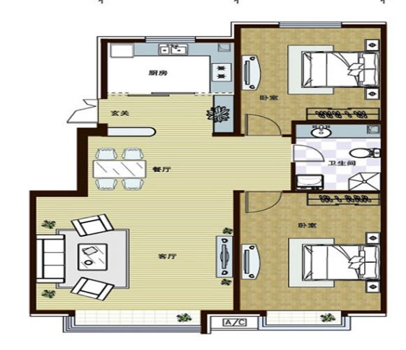 尚海湾 2室1厅1卫 88.00m&sup2;
