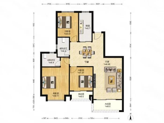 恒大御澜庭 3室2厅2卫 139m&sup2;