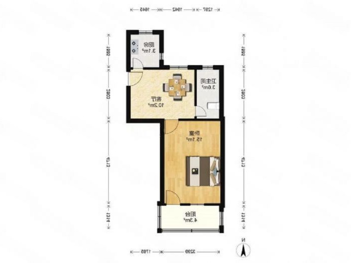 板桥东村 1室1厅1卫 46m&sup2;