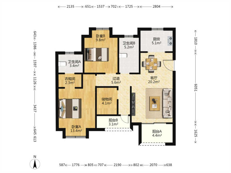 新城香溢紫郡 3室2厅2卫 101m&sup2;