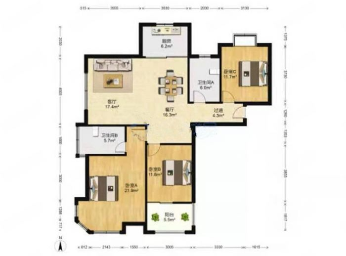 帝奥世伦名郡 3室2厅2卫 140m&sup2;